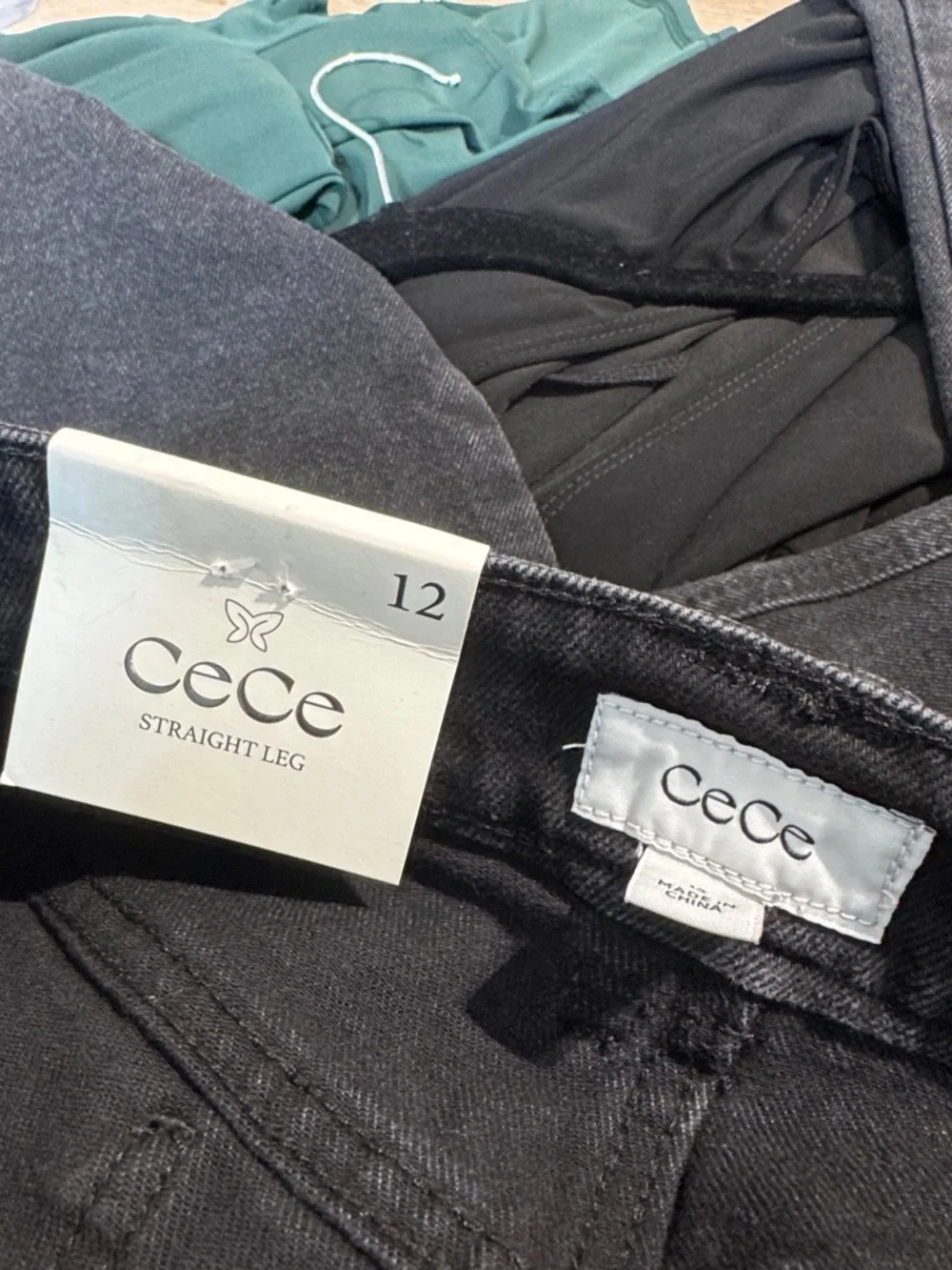 CeCe Black Wide Leg Classic 5-Pocket Jeans Size 12